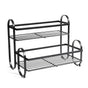 Iron Double Storage Shelf Organiser Durable Metal Rack for Kitchen Bathroom Use - Black