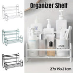Iron Double Storage Shelf Organiser Durable Metal Rack for Kitchen Bathroom Use - Green