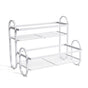 Iron Double Storage Shelf Organiser Durable Metal Rack for Kitchen Bathroom Use - White