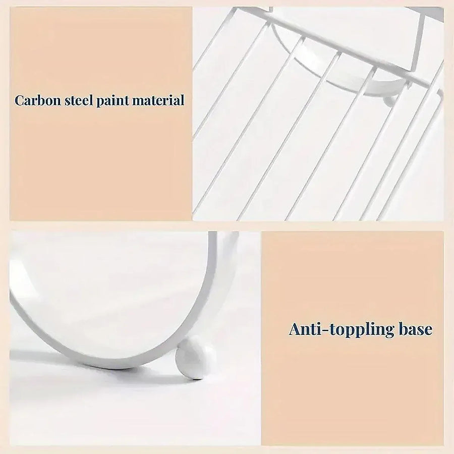 Iron Double Storage Shelf Organiser Durable Metal Rack for Kitchen Bathroom Use - White