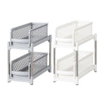 Bathroom Kitchen Sink Storage Rack Drawer Plastic Shelf Seasoning Holder - White
