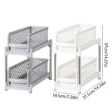 Bathroom Kitchen Sink Storage Rack Drawer Plastic Shelf Seasoning Holder - White - Side View