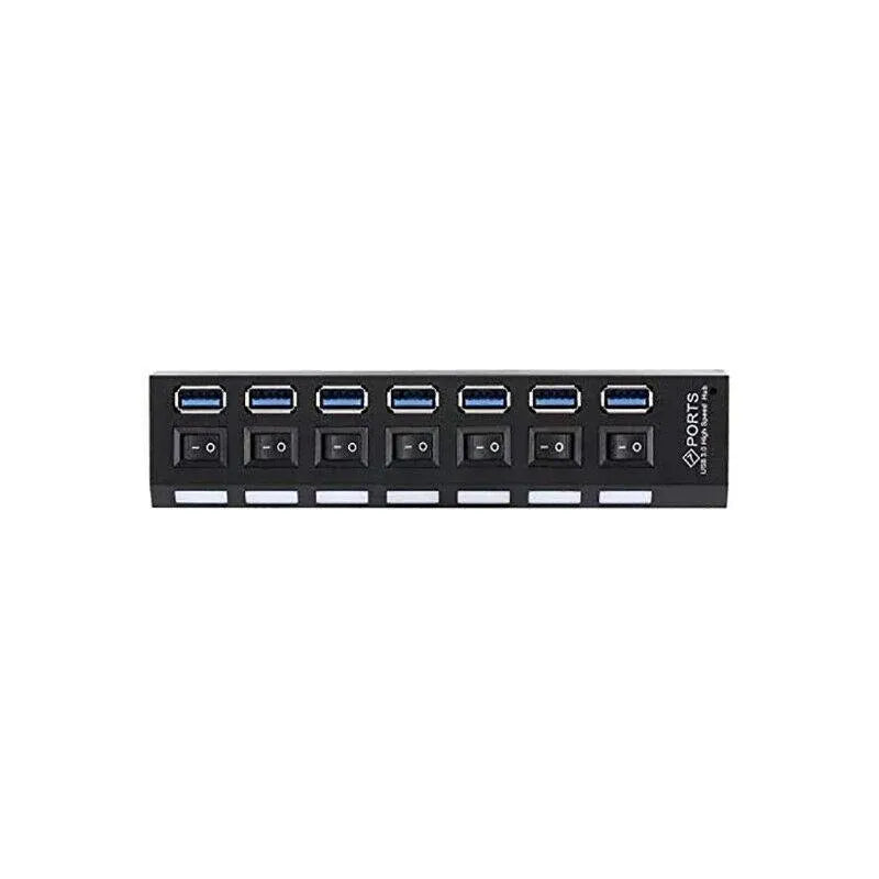 7 Port Usb 3.0 High Speed Extension Hub Splitter Extender For Pc Laptop Macbook - White