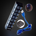 7 Port Usb 3.0 High Speed Extension Hub Splitter Extender For Pc Laptop Macbook - White