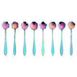 8X Spoon Long Handle Dessert Tea Coffee Mixing Spoon Stainless Steel Teaspoon - Gold - Close-Up Angle