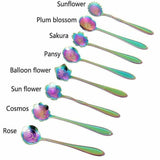 8X Spoon Long Handle Dessert Tea Coffee Mixing Spoon Stainless Steel Teaspoon - Rainbow