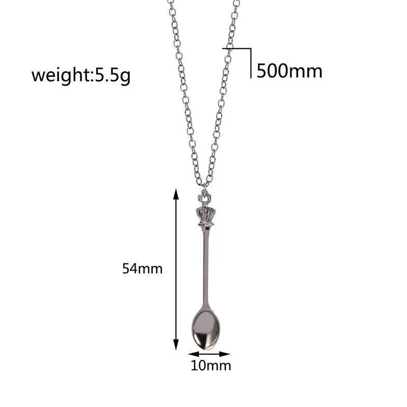 Mini Crown Spoon Necklace Pendant Charm Festival Cutlery Tea Party Gift - Rose Gold
