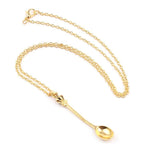 Mini Crown Spoon Necklace Pendant Charm Festival Cutlery Tea Party Gift - Rose Gold