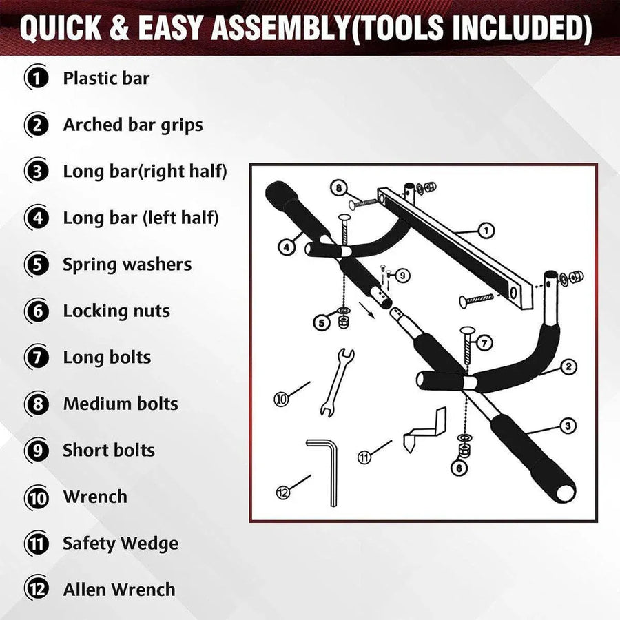 1-Piece Black and Silver Doorway Pull-Up Bar