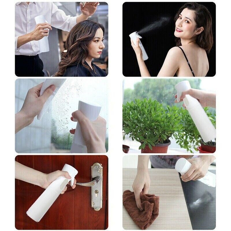 300ml Continuous Spray Bottle Ultra Fine Mist Dispenser Sanitizer Salon - White