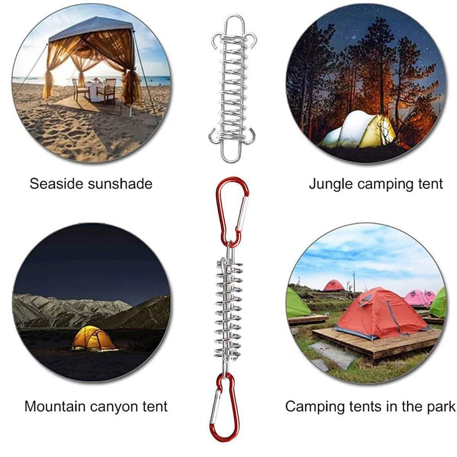 1-15PCS Outdoor Camping Tent Spring Wind Rope Buckle Fix Hook Buckles Silver Red - 1pcs