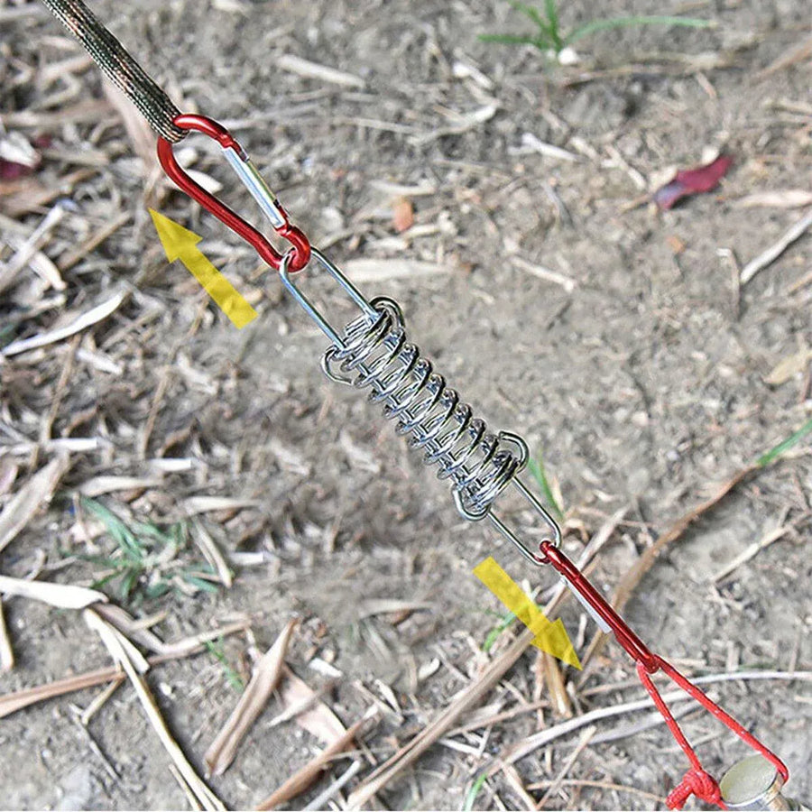 1-15PCS Outdoor Camping Tent Spring Wind Rope Buckle Fix Hook Buckles Silver Red - 1pcs