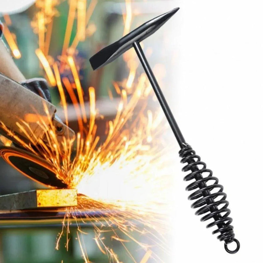 Welding Chipping Hammer Spring Handle Hold Heart Cleaning Harden DIY Metal Black - 500g