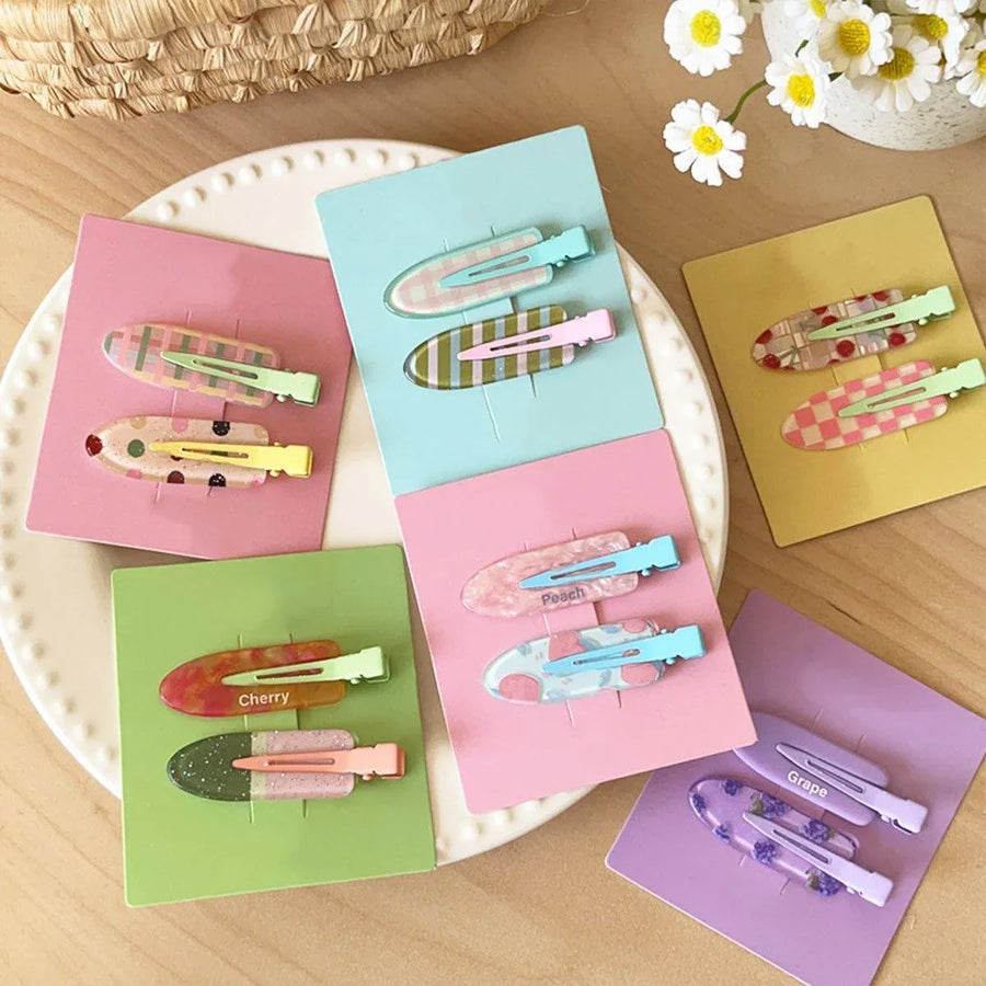 2PCS Juice Series Hair Clip Makeup Hair Accessories Colourful Hair Barrettes - Bobo