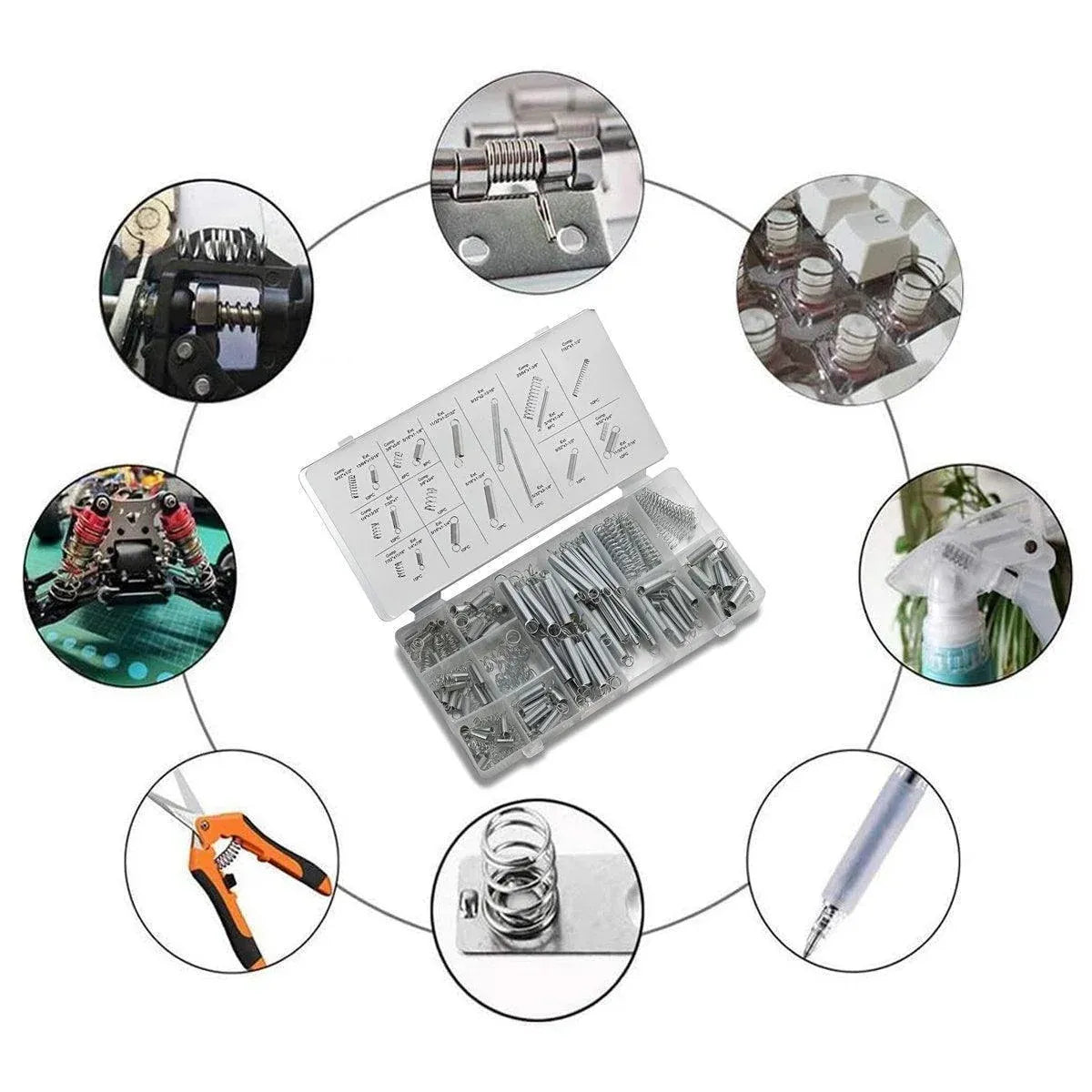 200PCS Tension Compression Springs Assortment DIY Projects Repair Tools