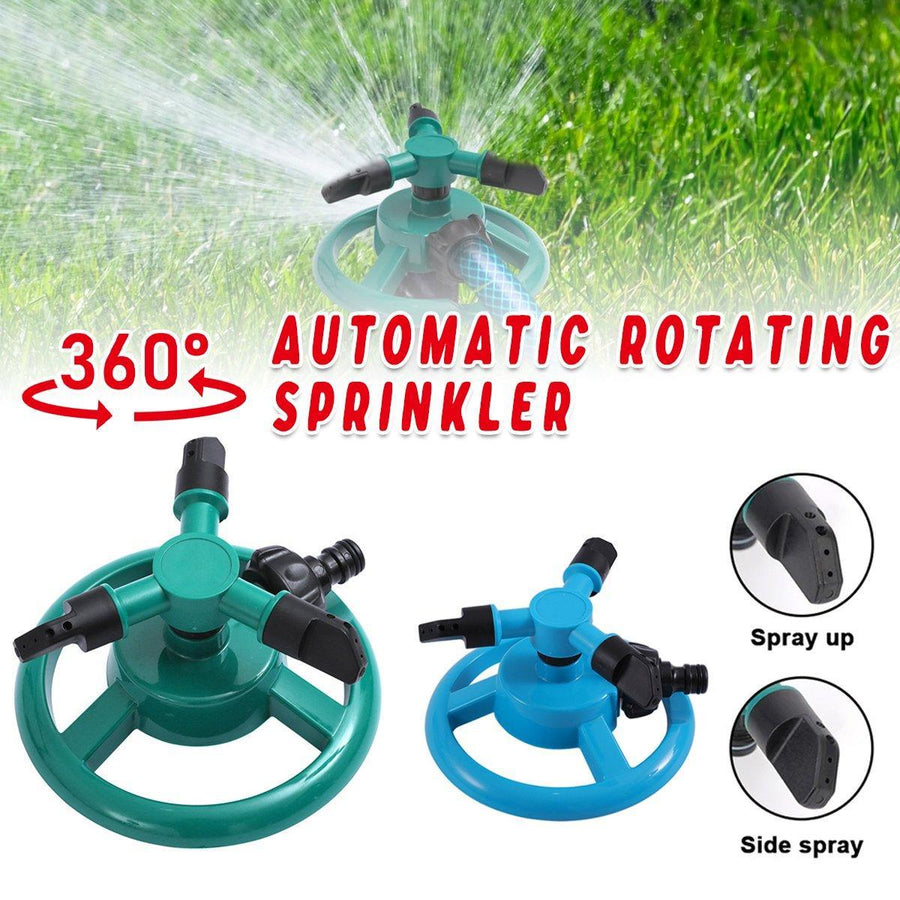 Small Disc Sprinkler 360 Degree Rotating Garden Sprayer Three Prong Spray Water - Blue