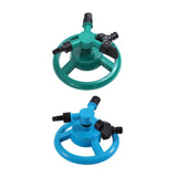Small Disc Sprinkler 360 Degree Rotating Garden Sprayer Three Prong Spray Water - Blue - Front View