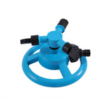 Small Disc Sprinkler 360 Degree Rotating Garden Sprayer Three Prong Spray Water - Blue - Close-Up Angle