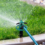 Small Disc Sprinkler 360 Degree Rotating Garden Sprayer Three Prong Spray Water - Green - Top-Down View