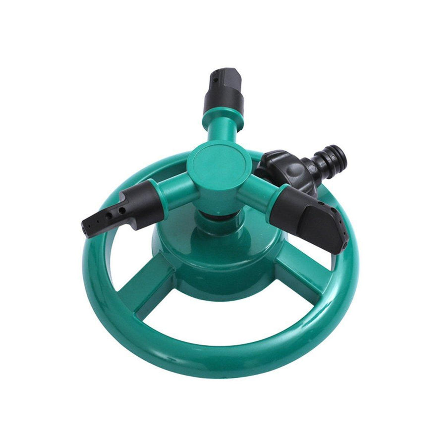 Small Disc Sprinkler 360 Degree Rotating Garden Sprayer Three Prong Spray Water - Green