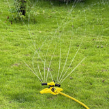360 Degree Rotating Yellow Sprinkler Automatic Lawn Garden Watering System Villa - Top-Down View