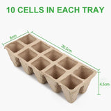 250x 10Grids Nursery Pots Biodegradable Paper Pulp Cup Garden Plant Nursery Tray - 45-Degree Angle