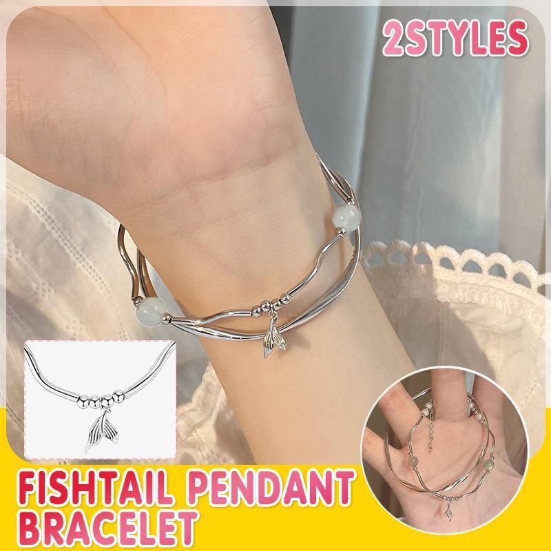 Women Fishtail Bracelet Chain Twisted Cuff Bracelet Bangle Adjustable Bracelets - 2