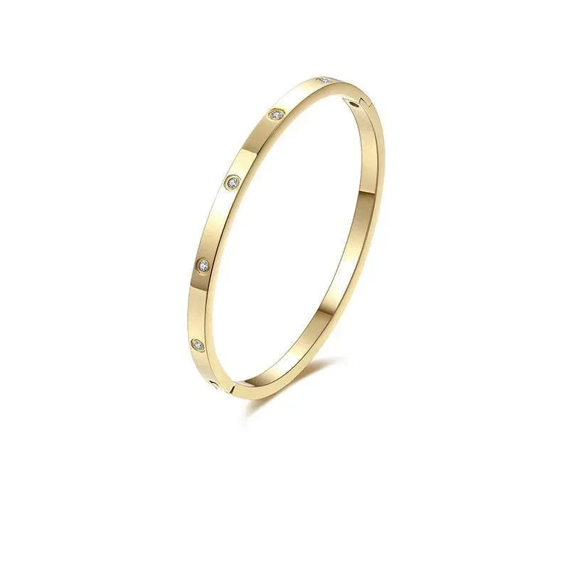 Men Women Titanium Stainless Steel Bracelet Bangle Cuff Party Simple Jewelry - Gold