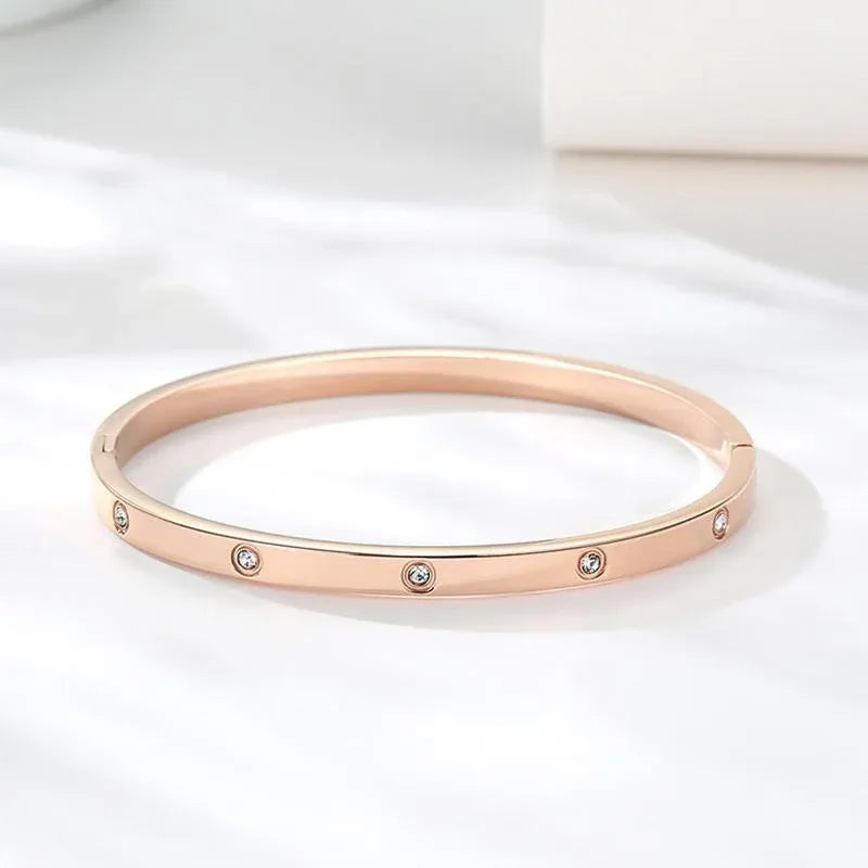 Men Women Titanium Stainless Steel Bracelet Bangle Cuff Party Simple Jewelry - Gold
