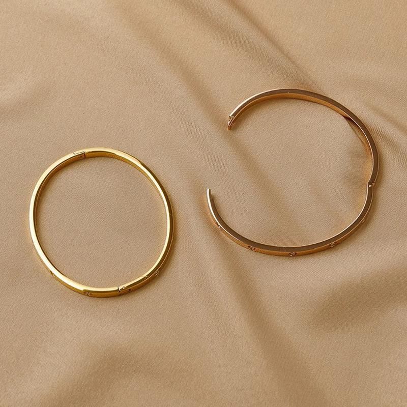 Men Women Titanium Stainless Steel Bracelet Bangle Cuff Party Simple Jewelry - Gold