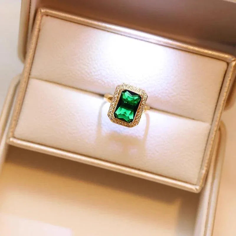 Vintage Paraiba Tourmaline Emerald Gemstone Earrings Ring Necklace Women Gift - Necklace