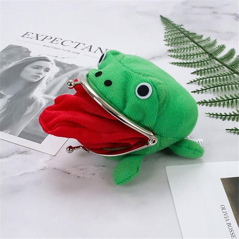 Charming Plush Frog Coin Purse Money Pouch Toy Wallet Unique Cash Bag