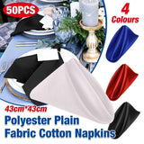 50PCS Polyester Plain Fabric Cotton Napkins For Wedding Cloth pc Table Dinner - Black