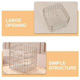 Stainless Steel Household Storage Basket Square Organizer for Kitchen and Home - Rear View