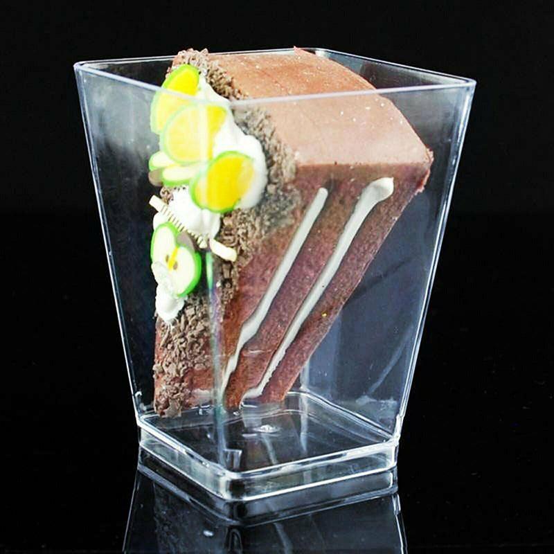 40-50 Pcs Mousse Cake Dessert Cups Clear Plastic Sample Drink Wine Jelly Tumbler - 50PCS-Square-58*75MM