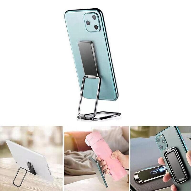 Portable Multifunctional Folding Metal Mobile Phone Holder Bracket Desktop Stand - Rose Gold