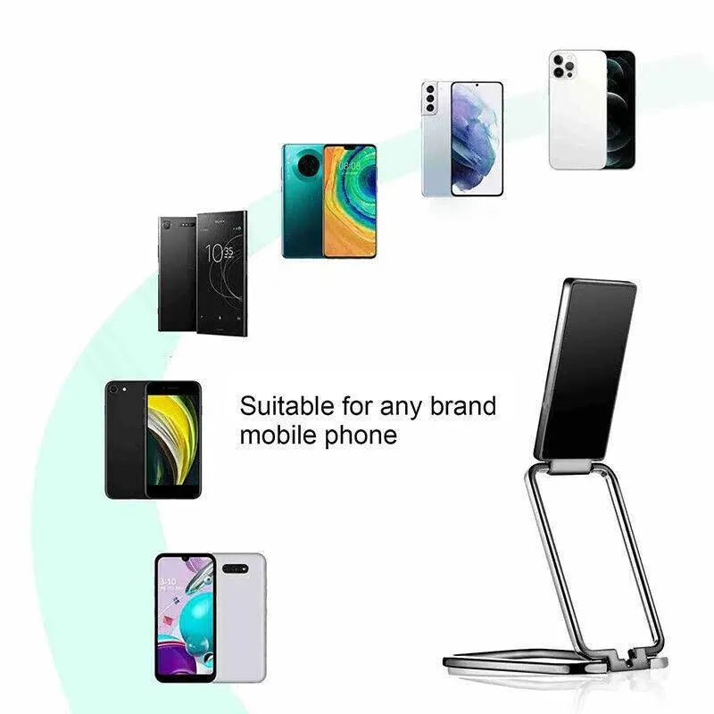 Portable Multifunctional Folding Metal Mobile Phone Holder Bracket Desktop Stand - Silver