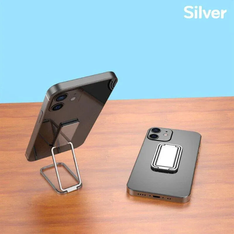 Portable Multifunctional Folding Metal Mobile Phone Holder Bracket Desktop Stand - Silver