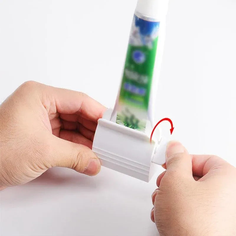 Large Bathroom Toothpaste Squeezer Tube Easy Stand Dispenser Rolling Holder Seat - White