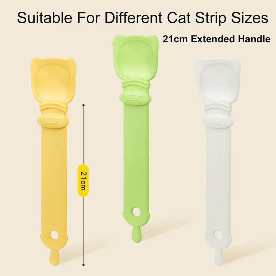 Cat Strip Scoop Squeezer Feeder Snack Spoon Easy Cat Feeding Treats - Orange