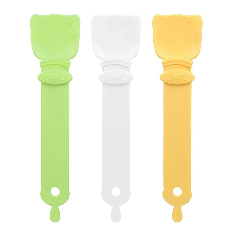 Cat Strip Scoop Squeezer Feeder Snack Spoon Easy Cat Feeding Treats - White