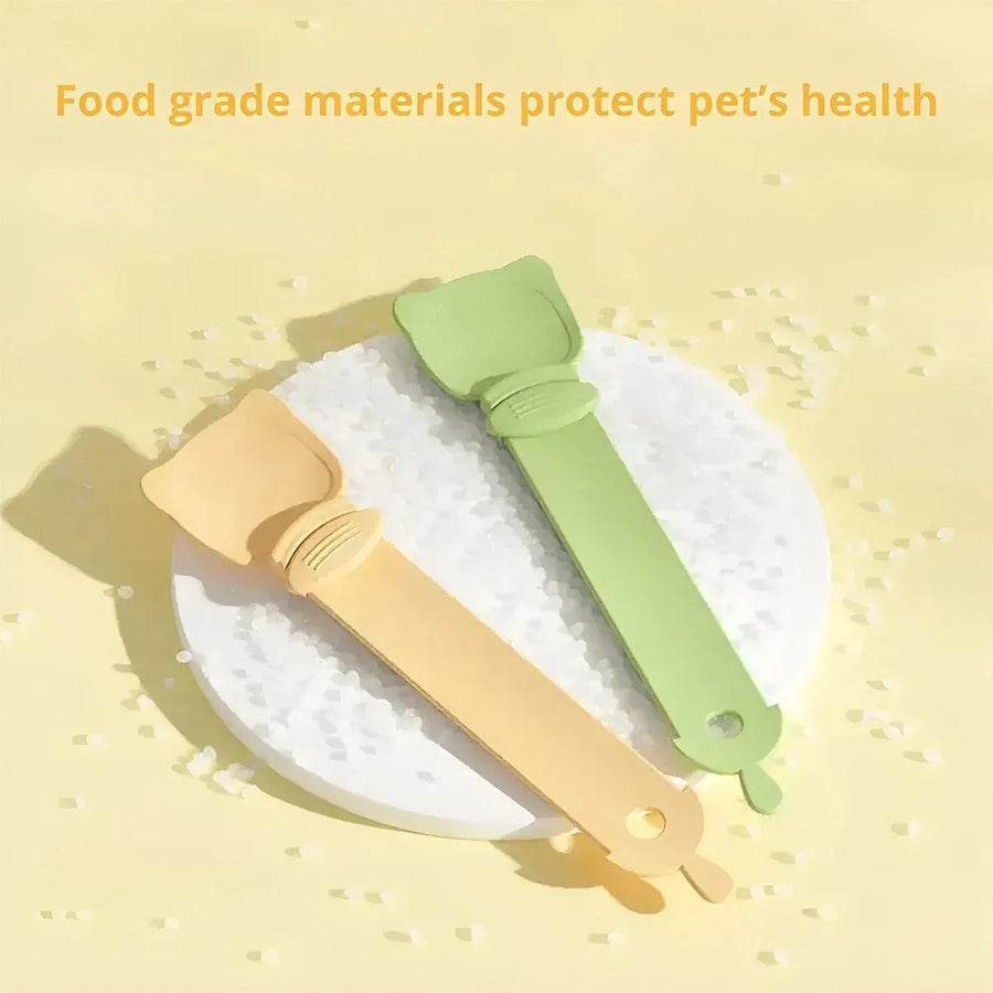 Cat Strip Scoop Squeezer Feeder Snack Spoon Easy Cat Feeding Treats - White