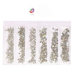 1440Pcs Glitter Rhinestones Crystal Clear Flat Bottom Glass Nail Art Nail Drill - AB