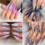 1440Pcs Glitter Rhinestones Crystal Clear Flat Bottom Glass Nail Art Nail Drill - AB