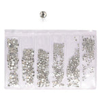 1440Pcs Glitter Rhinestones Crystal Clear Flat Bottom Glass Nail Art Nail Drill - Clear