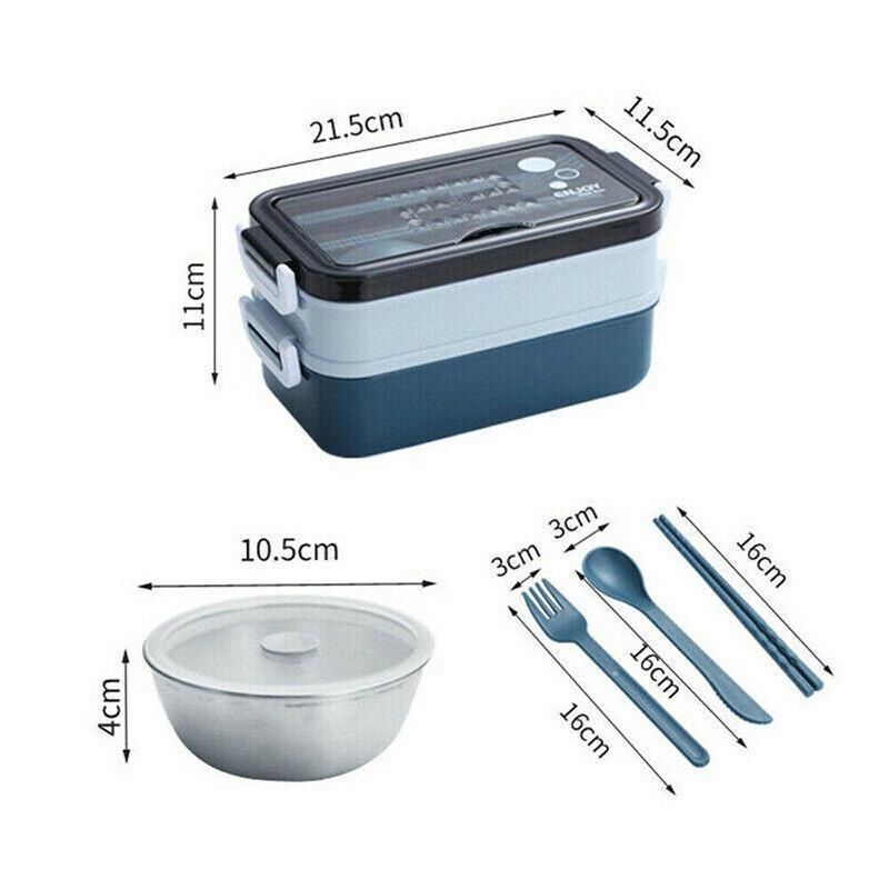 Bento Box Lunch Containers Food Microwave Stainless Portable Dinnerware Au - Blue