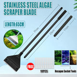 304SS Aquarium Stainless Steel Algae Scraper Blade Fish Tank Glass Cleaner - Top-Down View