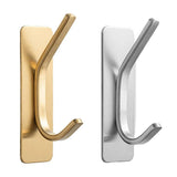 4pcs Stainless Steel Adhesive Hook Towel Hook Bathroom Kitchen Door Coat Hook - Silver - Side View