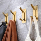 4pcs Stainless Steel Adhesive Hook Towel Hook Bathroom Kitchen Door Coat Hook - Silver - Rear View