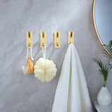 4pcs Stainless Steel Adhesive Hook Towel Hook Bathroom Kitchen Door Coat Hook - Silver - Close-Up Angle
